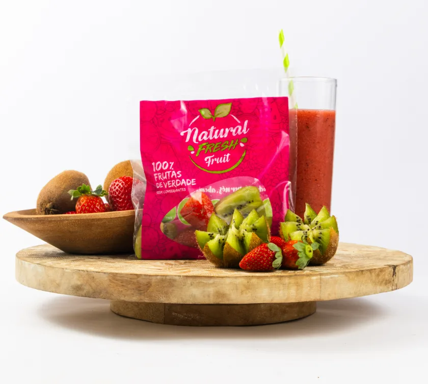 Fruta congelada porcionada Kiwi + Morango — Natural Fresh Fruit