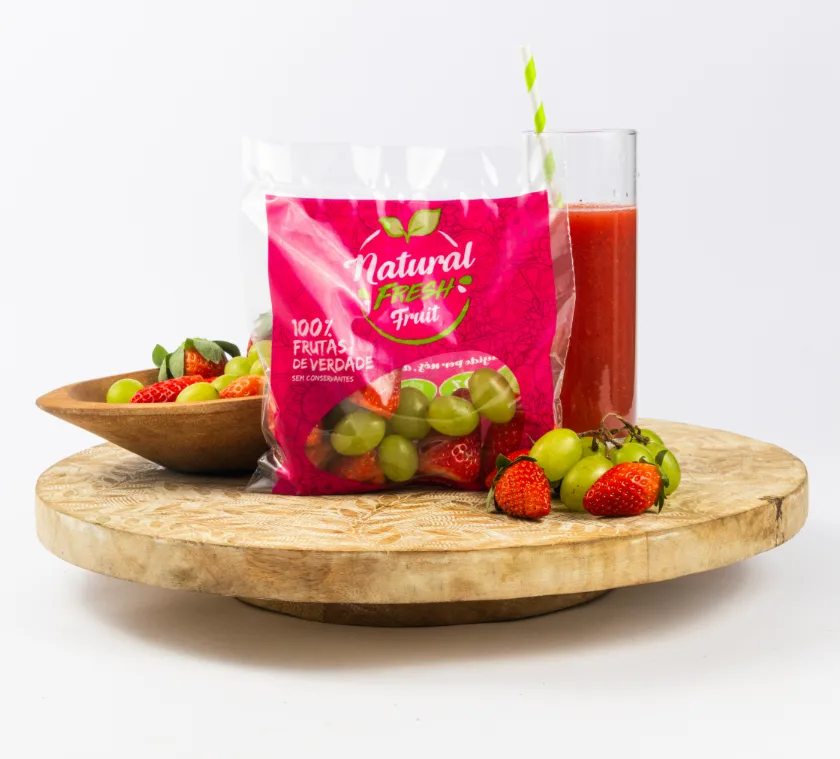 Fruta congelada porcionada Morango + Uva Verde — Natural Fresh Fruit